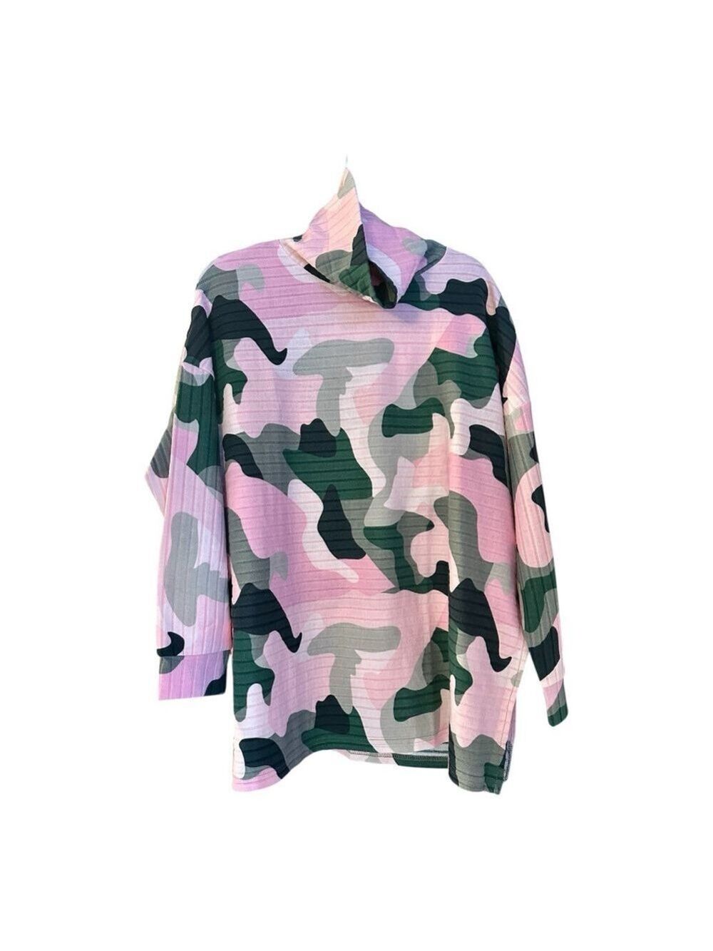 Pink Camouflage Mock Turtleneck Long Sleeve Tunic NWOT - Picture 3 of 7